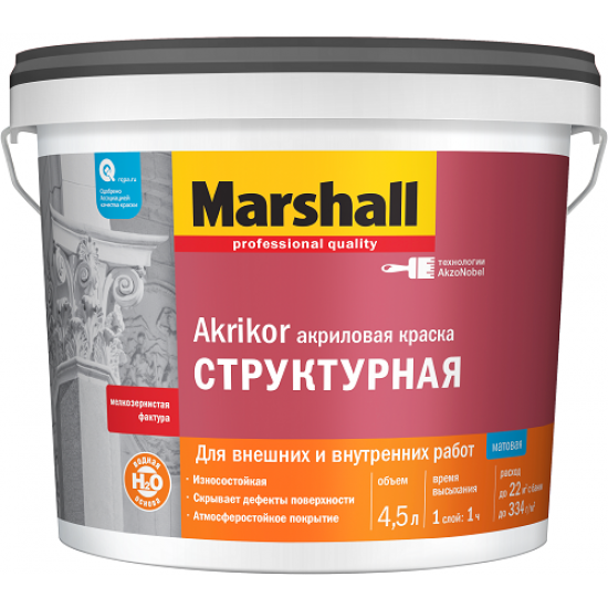 Маршал Краска Akrikor Структурная для фасадов 4,5л.
