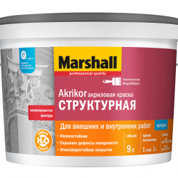 Маршал Краска Akrikor Структурная для фасадов 9л. Маршал Краска Akrikor Структурная для фасадов 9л.