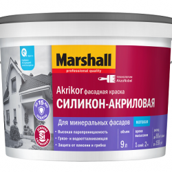 Маршал Краска Akrikor Фасад силикон-акриловая, 9,0л Маршал Краска Akrikor Фасад силикон-акриловая, 9,0л