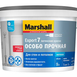 Маршал Краска Export 7 моющаяся для стен и потолков 9,0л Маршал Краска Export 7 моющаяся для стен и потолков 9,0л