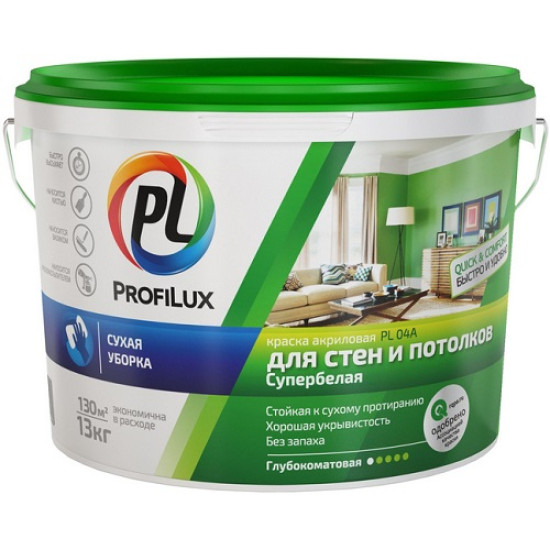 Краска ВД ProfiLux PL- 04А акриловая для стен и потолков Краска ВД ProfiLux PL- 04А акриловая для стен и потолков